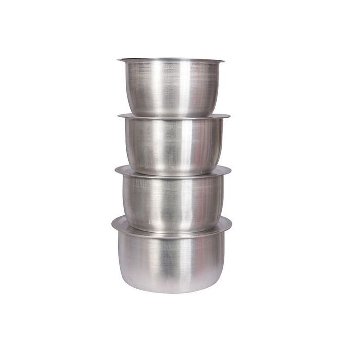 Generic 8 Pcs Stainless Aluminium Sufurias (4 Sufuria + 4 Lids)