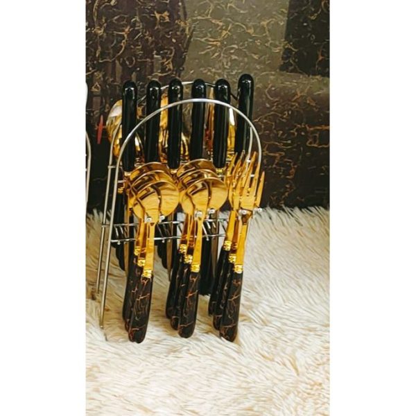 24 PCs stainless steel  cutlery-marble black and white - Image 3