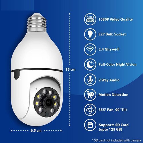 WiFi 1080P Night Vision Wireless 360 Degree Cctv Security Light 360 Panoramic Bulb Camera - Image 3