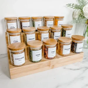 Spice Rack Kitchen Cabinet Organizer- 3 Tier Bamboo Expandable Display Shelf