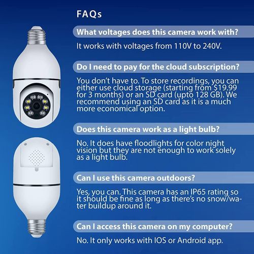 WiFi 1080P Night Vision Wireless 360 Degree Cctv Security Light 360 Panoramic Bulb Camera - Image 4