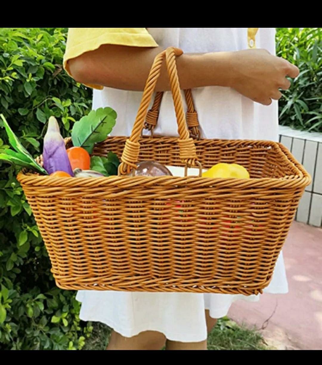 Wicker Picnic Basket With Handle Basket Outdoor