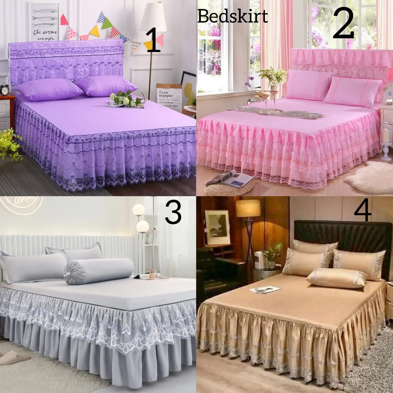 High Quality Bed skirts with pillow cases