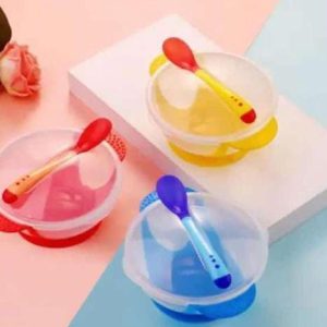 Baby Bowl Set - Baby Feeding Bowl And Heat Sensing Spoon