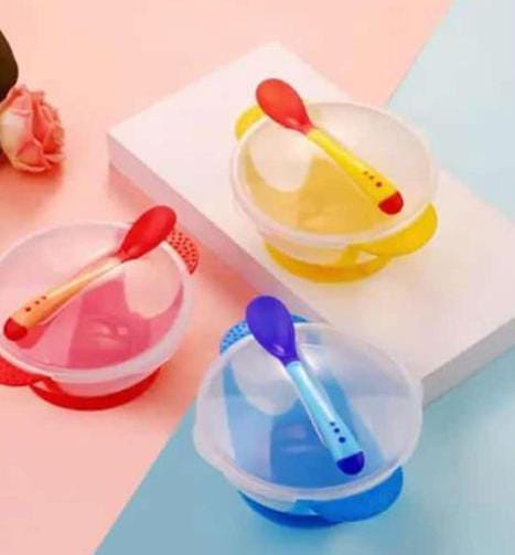 Baby Bowl Set - Baby Feeding Bowl And Heat Sensing Spoon