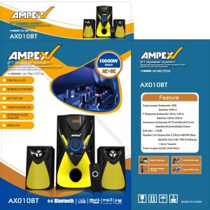 Ampex 2.1 AX010BT Subwoofer With Bluetooth/USB/SD/FM 10000Watts