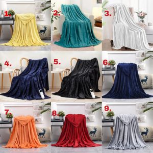 Plain coral fleece throw banket - Black