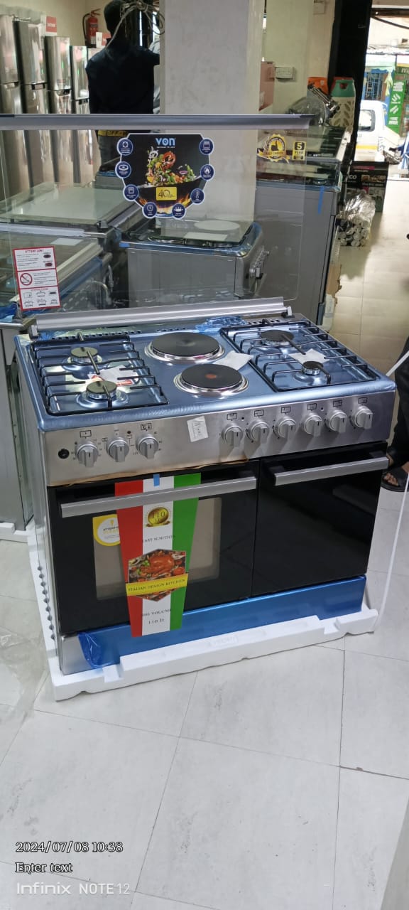 VON Cooker 4 Gas + 2 Electric standing cooker with gas compatiment
