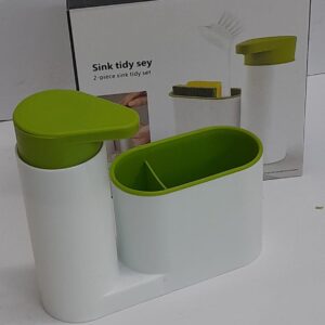2 In 1 Sleek Sink Tidy Set Soap Dispenser Sponge Holder