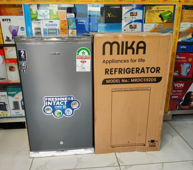 MIKA Fridge, 92L, Single Door, Defrost (Direct Cool), Dark Silver