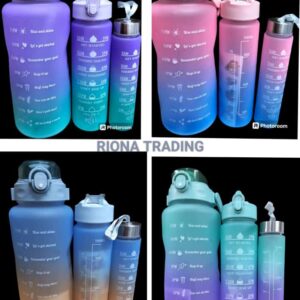 KipFit 3-in-1 Set Water Bottle Motivational Sports Leakproof Bottle  2ltrs, 900ml, 300ml